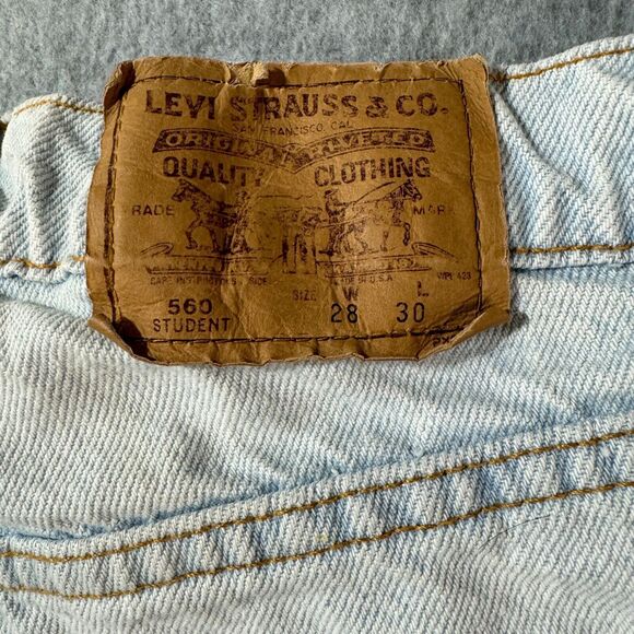 Levis Jeans Mens 560 Student 28x30 Blue Denim VTG Light Wash Baggy Distressed - Picture 11 of 16